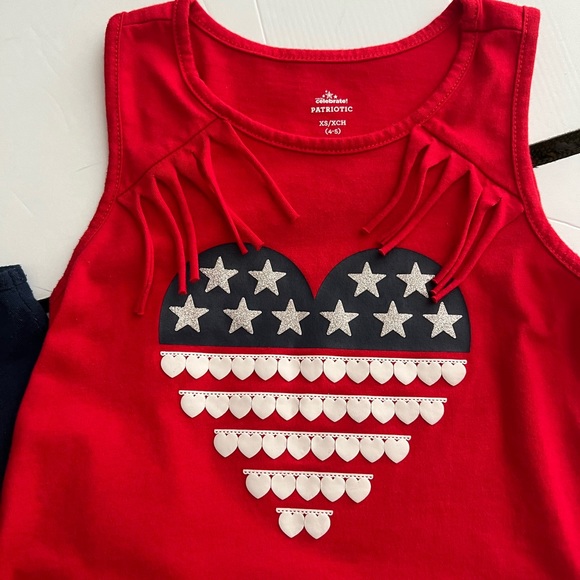 Celebrate Patriotic Girls Bundle of Two Tank Top Red and Blue Size XS 4/5 - Picture 3 of 9